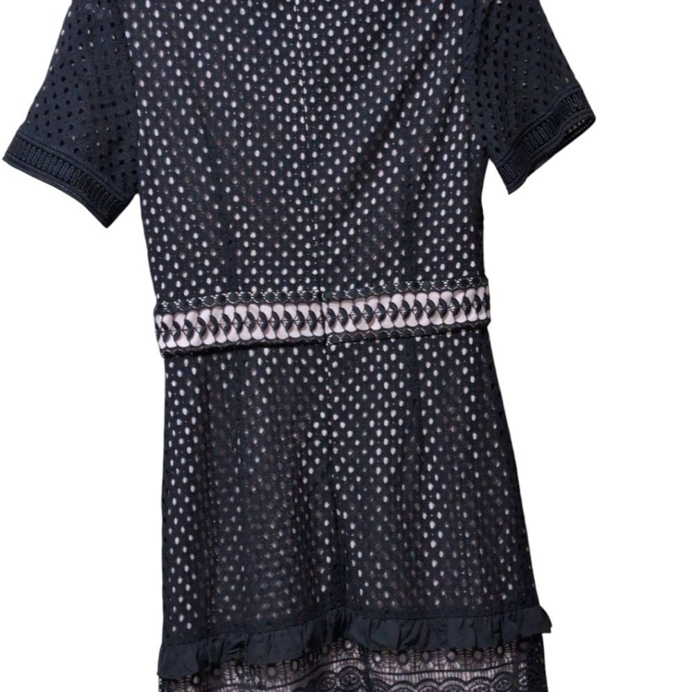 NWT True Decadence All-over Frill Lace Overlay black Tiered midi dress size 12 - Picture 7 of 8
